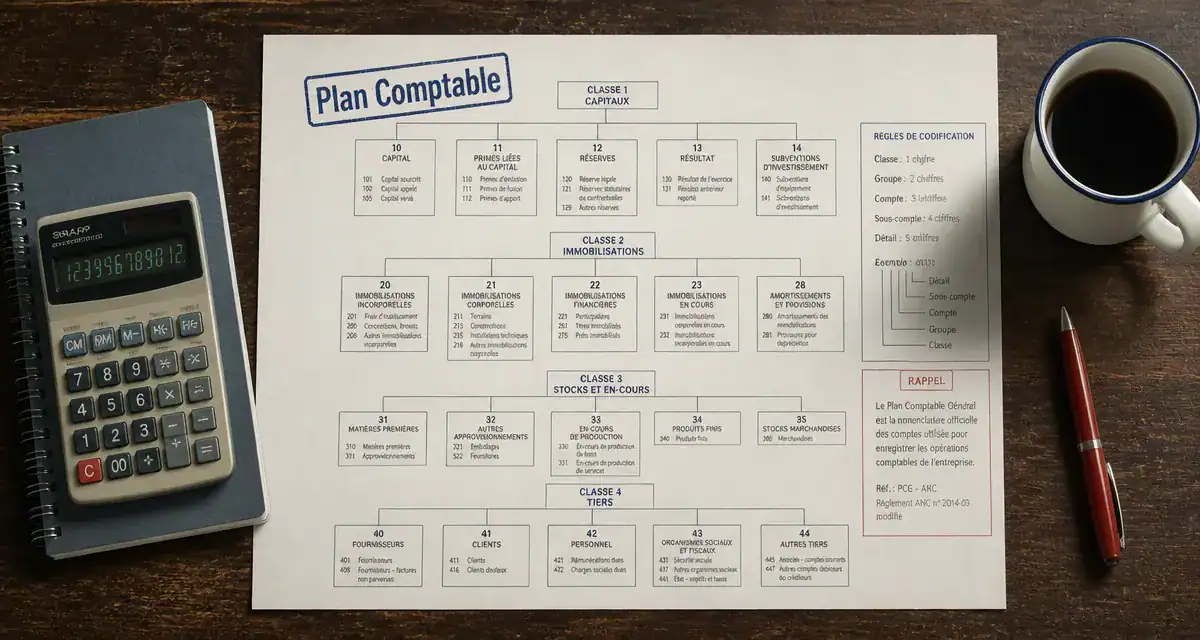 bureau avec plan comptable et comptes comptables