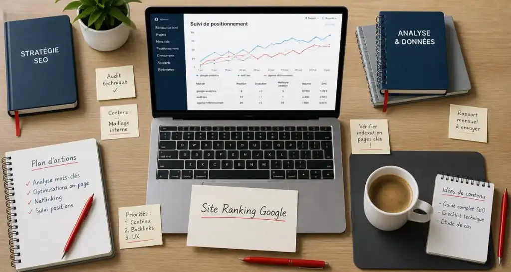 site ranking google, graphique position sur bureau