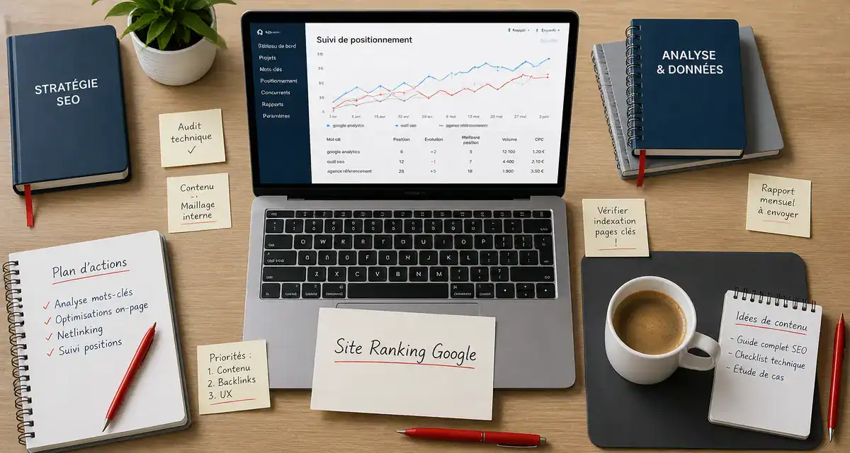 site ranking google, graphique position sur bureau