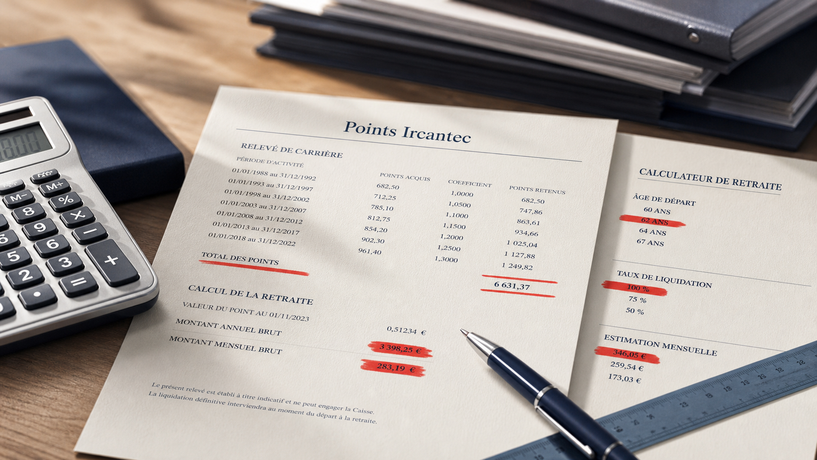 Calcul points ircantec : assiette, taux théorique, seuil 300 points