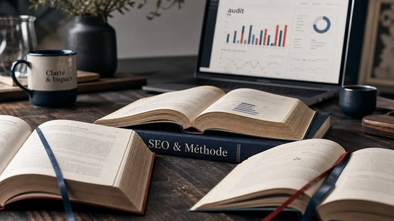 Livres seo : guide WordPress et IA sur table