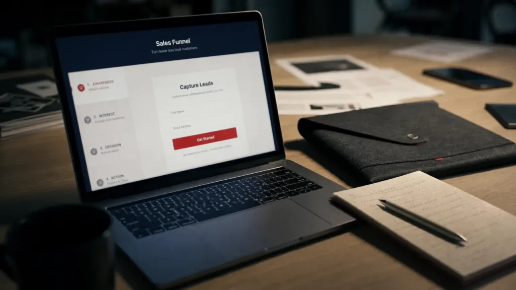 Tunnel de vente gratuit sur ordinateur au bureau