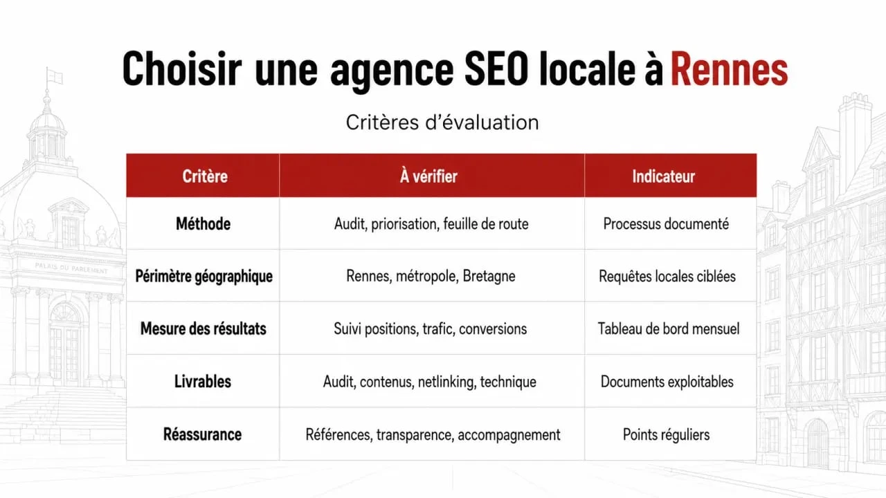 SEO Rennes local : illustration comparative des critères de choix d’une agence