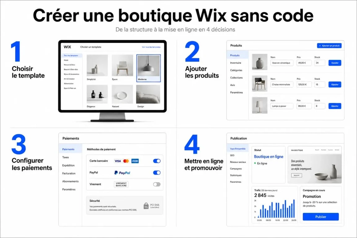 Étapes e commerce on wix pour créer une boutique en ligne sans code