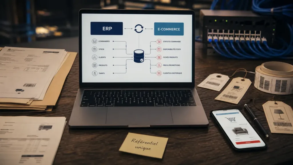 ERP e-commerce : synchroniser stocks, commandes et clients sans ressaisie