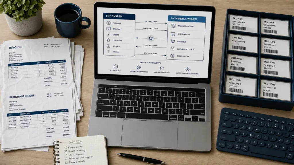 ERP e-commerce : stocks fiables, commandes fluides et intégration sans ressaisie