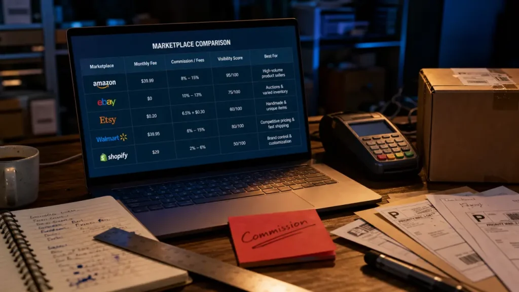 Marketplace e-commerce : audience, commissions, marge, le vrai arbitrage avant de vendre