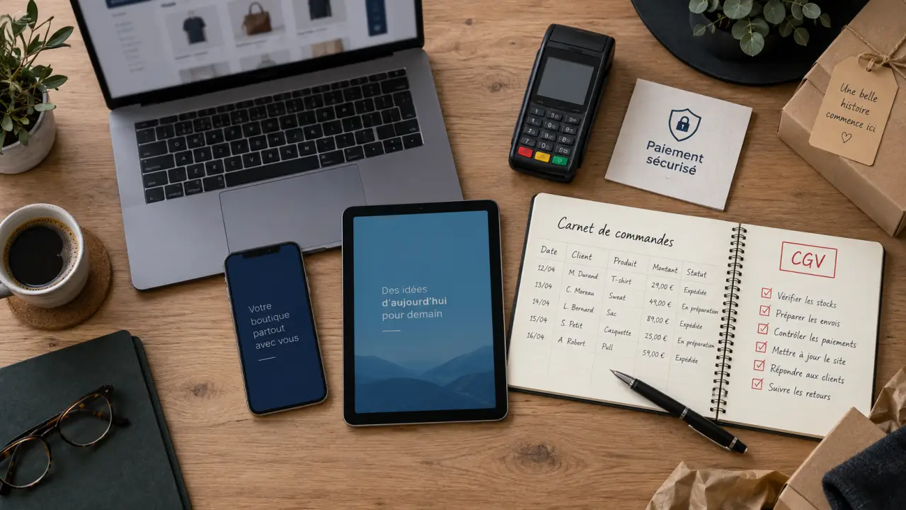 Commerce e commerce : paiement sécurisé en ligne, smartphone et tablette