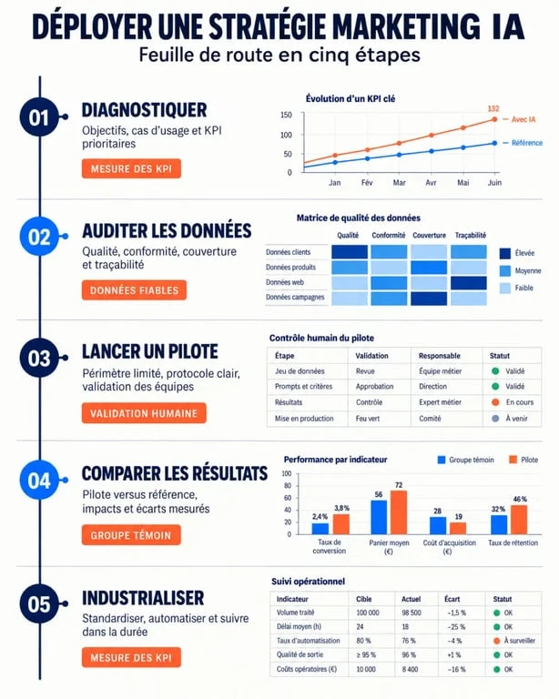 Stratégie marketing intelligence artificielle : feuille de route de déploiement en cinq étapes