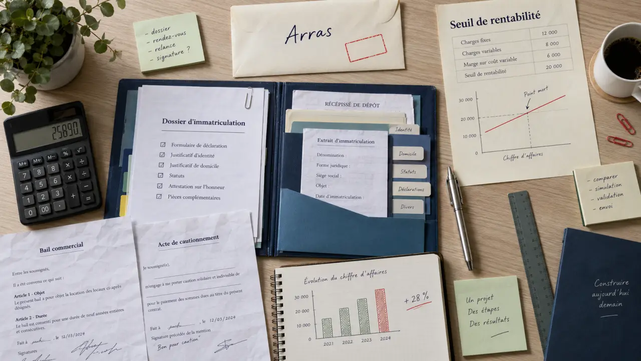 Création entreprise Arras : documents d’immatriculation signés sur bureau