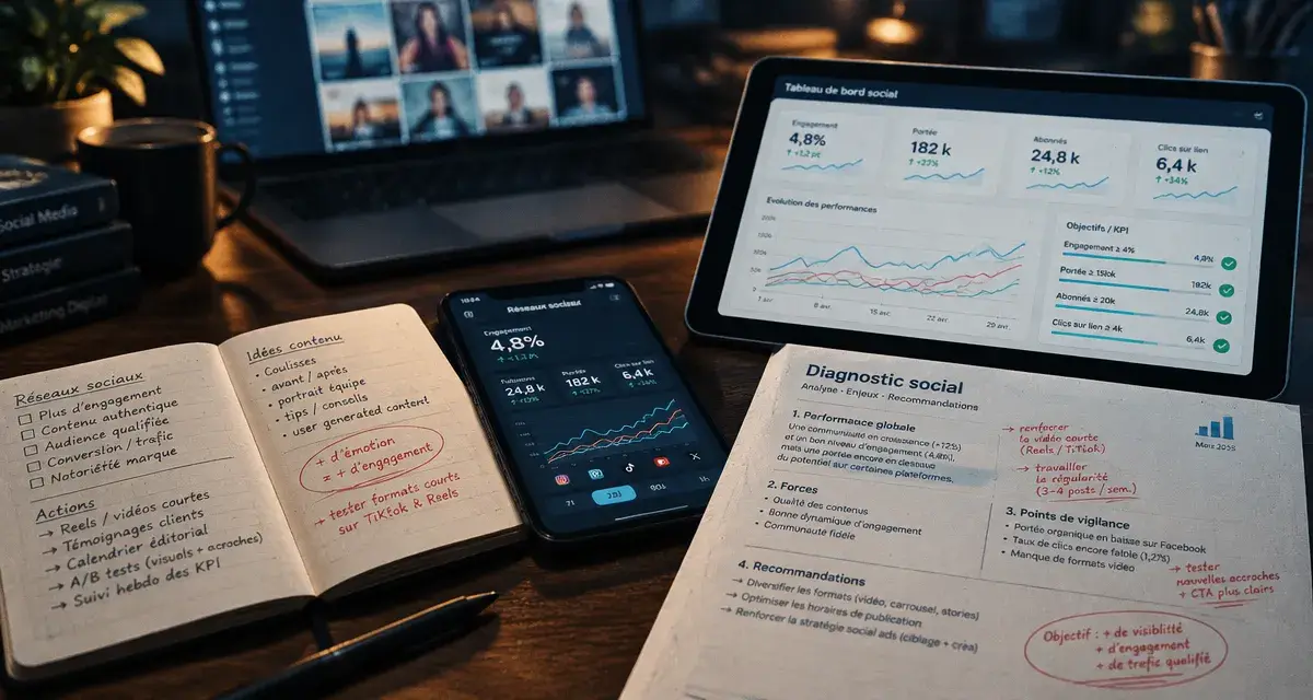 Réseaux sociaux stratégie de lancement : diagnostic KPI sur bons canaux